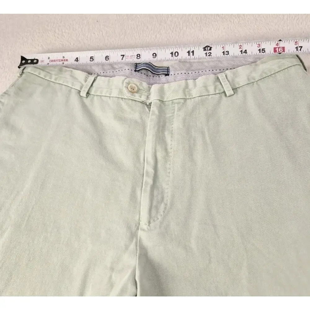 Peter Millar Men's Flat Front Chino Shorts Size 36, Green, Pima Cotton